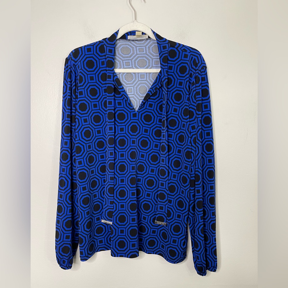 Michael Michael Kors Tie Neckline Liquid Jersey Knit Career Blouse Sz XL Office